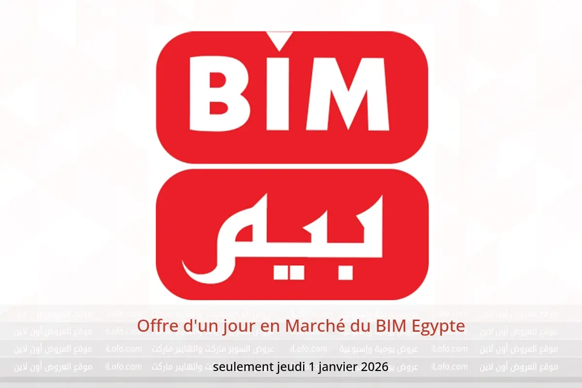 Offres Marché du BIM Egypte seulement jeudi 1 janvier Offre d'un jour