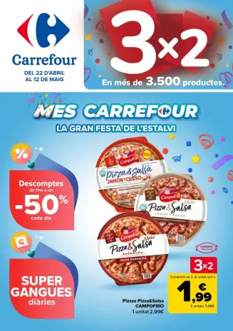 Ofertas de Carrefour España de 22 abril a 12 mayo 2025 3x2 + CHOLLOS Ofertas