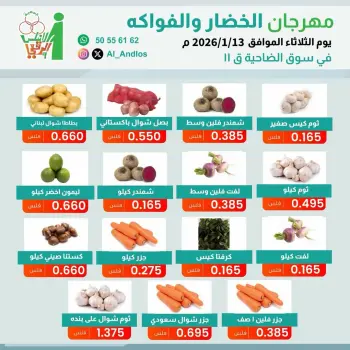 عروض جمعية الأندلس والرقعى الكويت الثلاثاء 13 يناير 2026 عروض مهرجان الخضار والفواكه