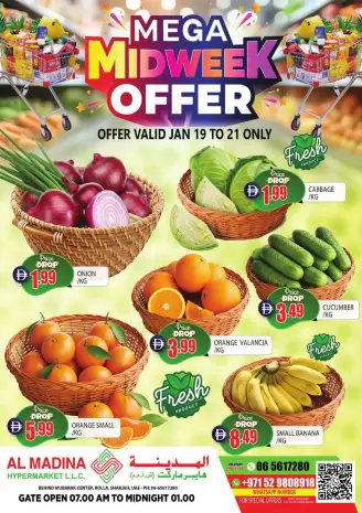 Al Madina Hypermarket  Sharjah  Offers from 19 to 21 January Midweek Deals