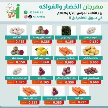 عروض جمعية الأندلس والرقعى الكويت الثلاثاء 20 يناير 2026 عروض مهرجان الخضار والفواكه