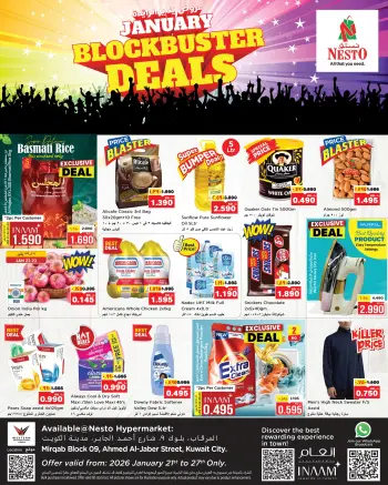 Ofertas de Nesto Hipermercados Mirqab  de 21 a 27 enero Ofertas de éxito de taquilla de enero