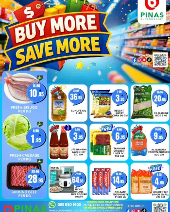 Pinas Supermarket Saudi Arabia Offers from 21 to 26 January 2026 Buy more, save more