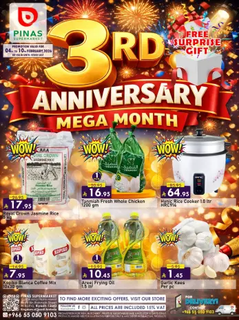 Pinas Supermarket  Riyadh and Batha  Offers from 4 to 10 February Anniversary offers