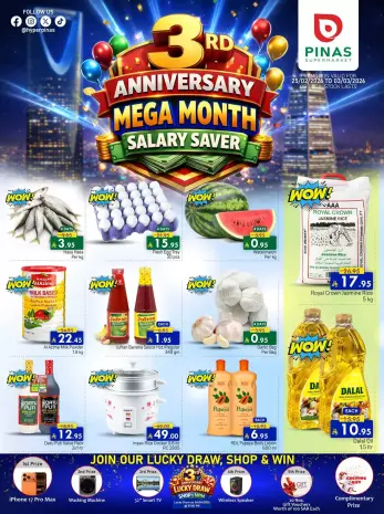 Pinas Supermarket  Riyadh  Offers from 25 February to 3 March Anniversary Offers