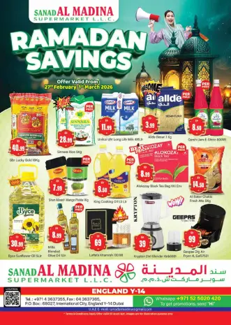 Offres Sanad Al Madina Hypermarchés Émirats arabes unis de 27 février à 8 mars 2026 spéciales Ramadan