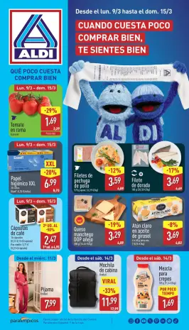Ofertas de ALDI España de 9 marzo a 15 marzo 2026 Qué poco cuesta comprar bien