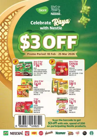 Ofertas de Giant Singapur de 19 febrero a 25 marzo 2026 Celebra Raya con Nestlé