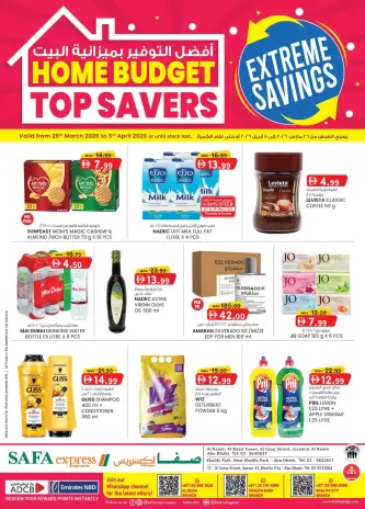 Safa Express UAE offers from 29 March to 5 April 2026 Home Budget Top Savers