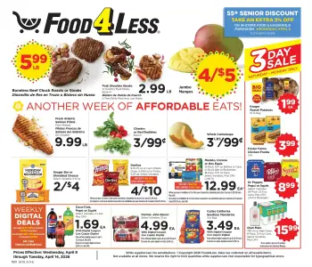 Offres Food 4 Less États-Unis de 8 à 14 avril 2026 Nos meilleures offres pour vous