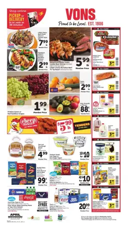 Offres Supermarché Vons États-Unis Californie du Nord de 8 à 14 avril 2026 Offres hebdomadaires