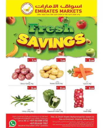 Apporter de la fraîcheur chez Marchés des Émirats , dans les succursales Ras Al Khaimah, du 10 au 12 avril 2026