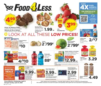 Food 4 Less USA offers from 15 to 21 April 2026 Exclusive bargains