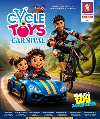 Safari hypermarket Qatar offers from 3 to 13 June 2026 The Cycle & Toys Carnival