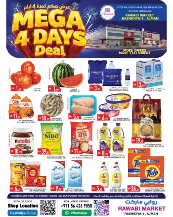Rawabi Markets offers in Al Rashidiya from 3 to 6 September 2026 Mega Offers