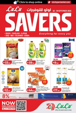 Lulu offers in Dubai, Sharjah, Ajman, Umm Al Quwain, Ras Al Khaimah, Fujairah, Dba from 3 to 10 September 2026 Lulu Savings Offers