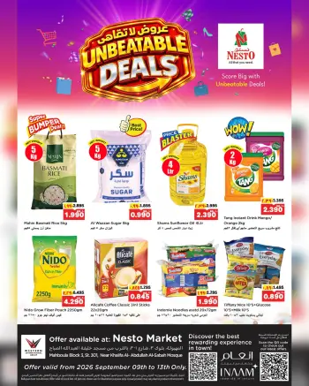 Nesto Hypermarkets Kuwait offers from 9 to 13 September 2026 Unbeatable Deals- Block 3 Branch