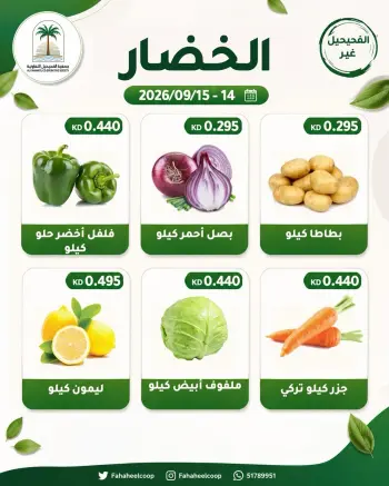 عروض جمعية الفحيحيل التعاونية الكويت من ١٤ حتى ١٥ سبتمبر ٢٠٢٦ عرض الخضار والفاكهة