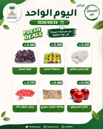 Fahaheel co-op Kuwait offers Thursday 24 September 2026 Vegetable and fruit offer