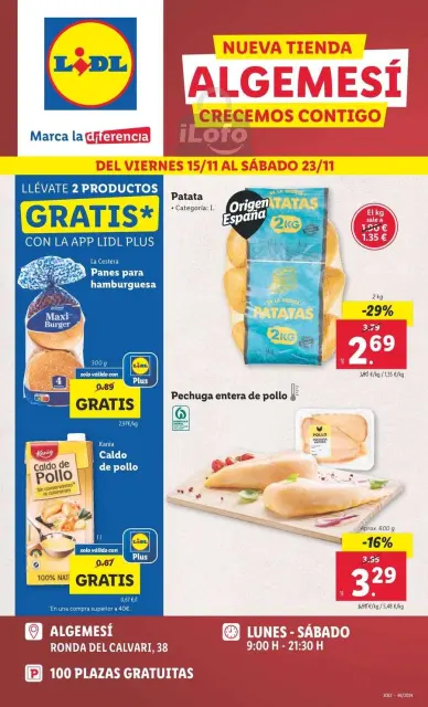 Ofertas de Lidl España de 15 a 23 noviembre 2024 NUEVA TIENDA ALGEMESÍ Ofertas - Página 1