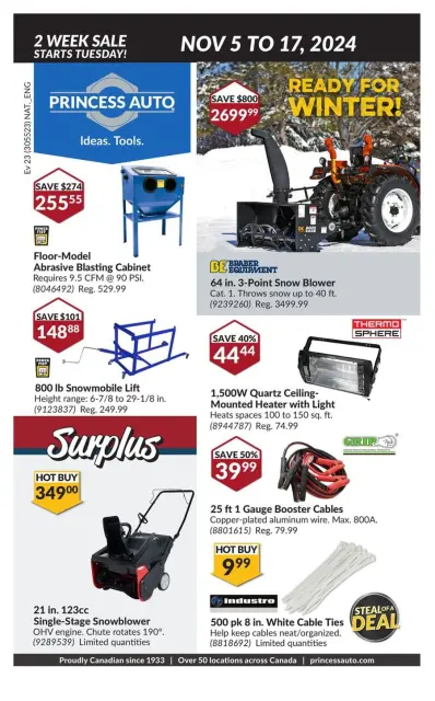 Princess Auto Canada Offers from 5 to 17 November 2024 National Sale - Page 1