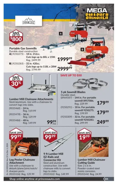 Princess Auto Canada Offers from 19 November to 1 December 2024 Mega Smasher - Page 109