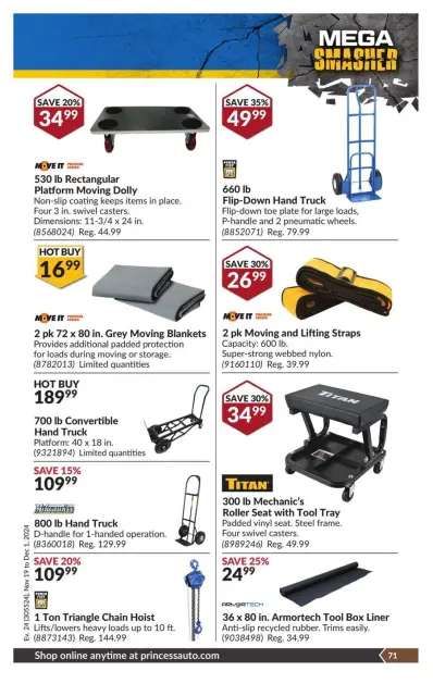 Princess Auto Canada Offers from 19 November to 1 December 2024 Mega Smasher - Page 79