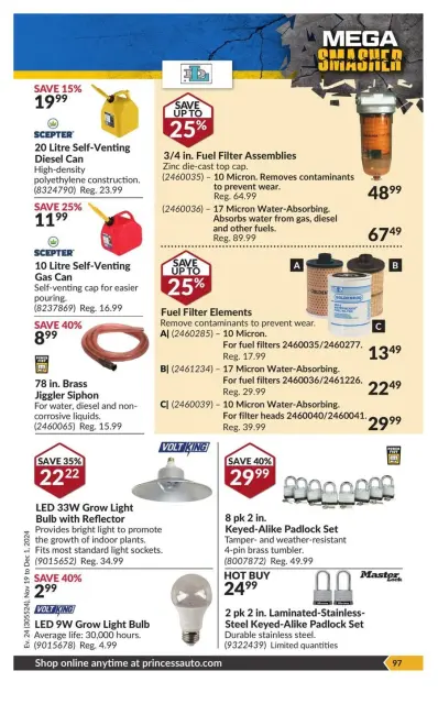 Princess Auto Canada Offers from 19 November to 1 December 2024 Mega Smasher - Page 105