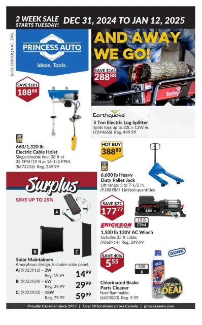 Princess Auto Canada Offers from 31 December to 12 January 2025 Price Wrecker - Page 1