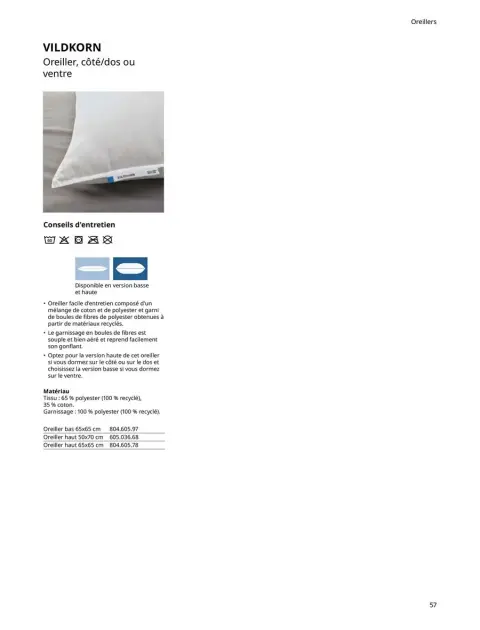 Offres IKEA France de 6 janvier à 31 décembre 2025 Matelas, sommiers, couettes, oreillers, alèses et protèges-oreillers - Page 57