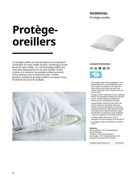 Offres IKEA France de 6 janvier à 31 décembre 2025 Matelas, sommiers, couettes, oreillers, alèses et protèges-oreillers - Page 62