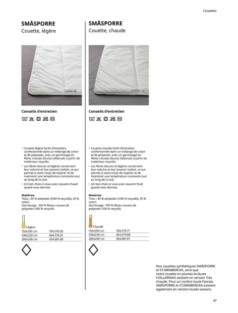 Offres IKEA France de 6 janvier à 31 décembre 2025 Matelas, sommiers, couettes, oreillers, alèses et protèges-oreillers - Page 47