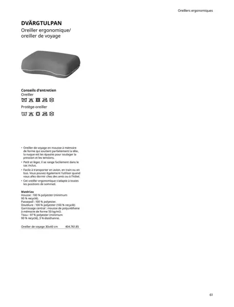 Offres IKEA France de 6 janvier à 31 décembre 2025 Matelas, sommiers, couettes, oreillers, alèses et protèges-oreillers - Page 61