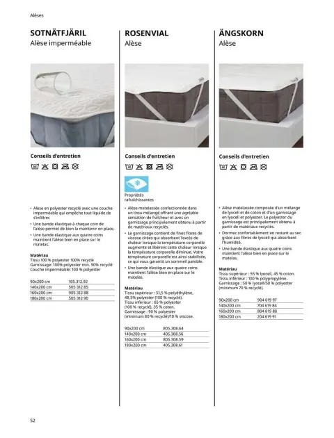 Offres IKEA France de 6 janvier à 31 décembre 2025 Matelas, sommiers, couettes, oreillers, alèses et protèges-oreillers - Page 52
