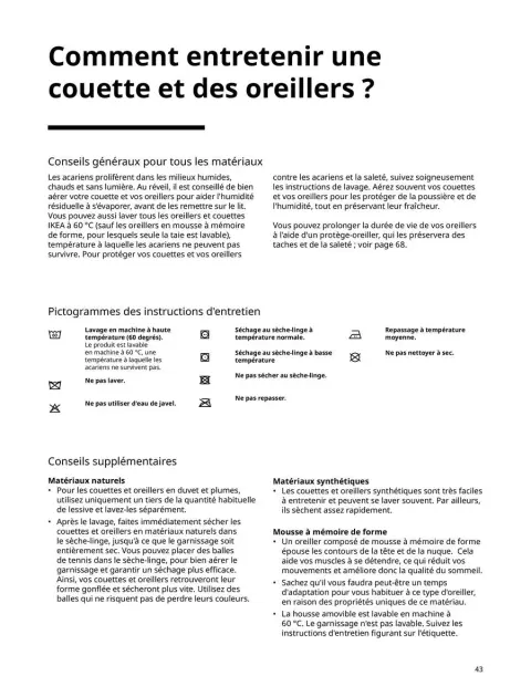 Offres IKEA France de 6 janvier à 31 décembre 2025 Matelas, sommiers, couettes, oreillers, alèses et protèges-oreillers - Page 43