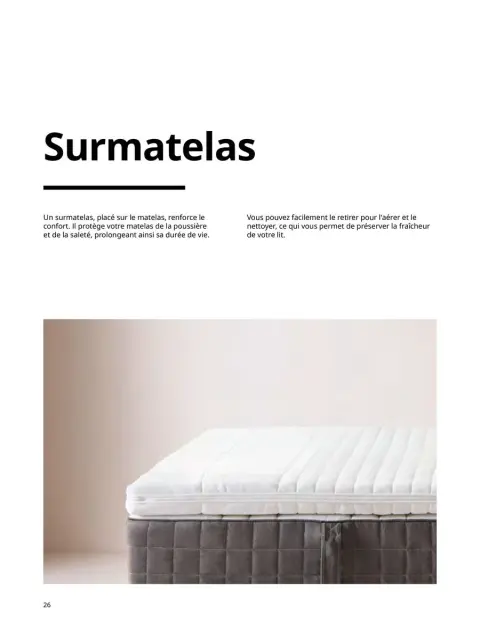 Offres IKEA France de 6 janvier à 31 décembre 2025 Matelas, sommiers, couettes, oreillers, alèses et protèges-oreillers - Page 26