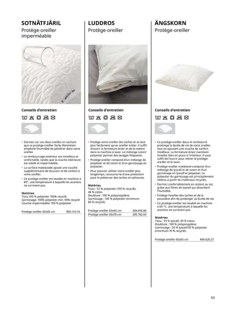 Offres IKEA France de 6 janvier à 31 décembre 2025 Matelas, sommiers, couettes, oreillers, alèses et protèges-oreillers - Page 63