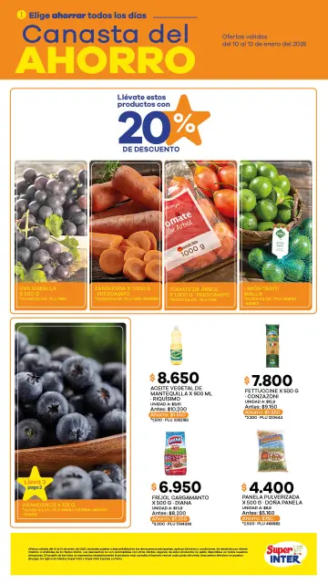 Ofertas de Super Inter Colombia de 10 a 13 enero 2025 Canasta Del Ahorro - Página 1