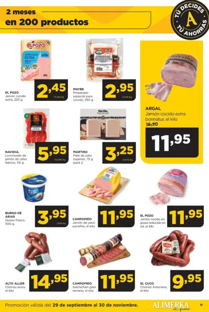 Ofertas de ‎Alimerka Supermercados‎ España de 30 septiembre a 30 noviembre 2025 Folleto de ofertas Tu decides tu ahorras - Página 11