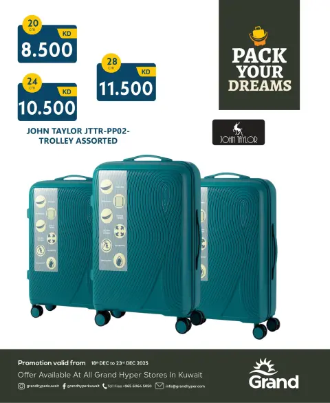 Offres Grand hypermarché Koweït de 18 à 23 décembre 2025 offres sur les sacs de voyage - Page 8