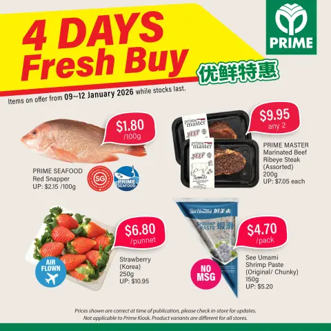 Prime Supermarket Singapore Offers from 9 to 12 January 2026 4 Days Fresh Buy - Page 1