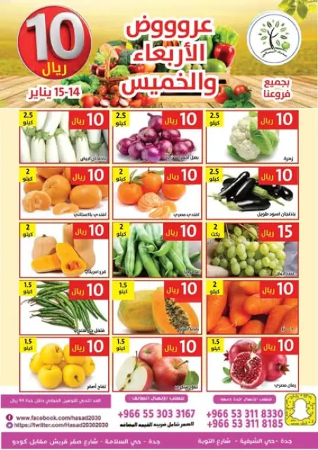 عروض حصاد البساتين السعودية من 14 حتى 15 يناير 2026 عروض كل شىء بـ10 ريال فقط - صفحة 1
