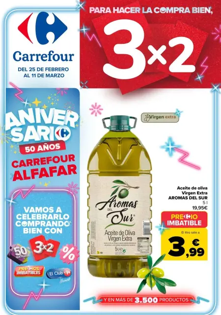 Ofertas de Carrefour España de 25 febrero a 11 marzo 2026 50% QUE VUELVE + 3x2 Ofertas - Página 1