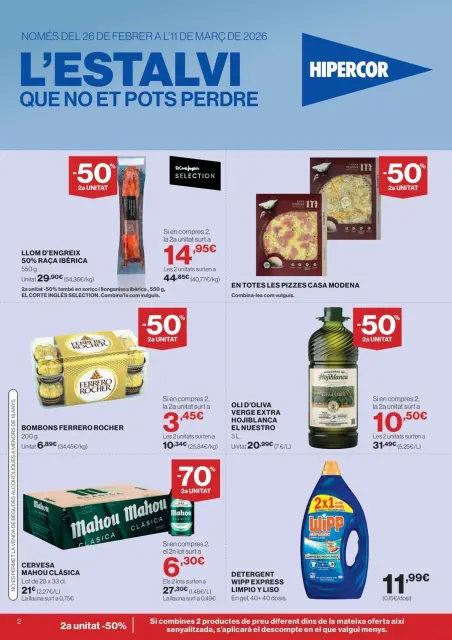 Ofertas de Hipercor España de 26 febrero a 11 marzo 2026 70% 2ª Unidad en Miles de Productos - Página 2