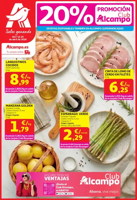 Ofertas de Alcampo Hipermercados España de 7 a 20 abril 2026 20% Promoción Club Alcampo - Página 1