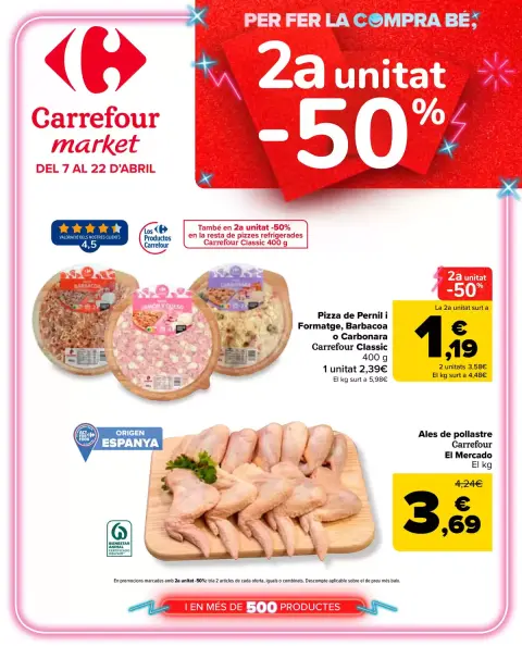 Ofertas de Carrefour Markt España de 7 a 20 abril 2026 2° unitat al 50% - Página 1