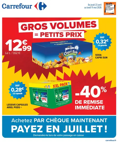 Carrefour France offers from 23 April to 11 May 2026 LARGE VOLUMES 2 - Page 1