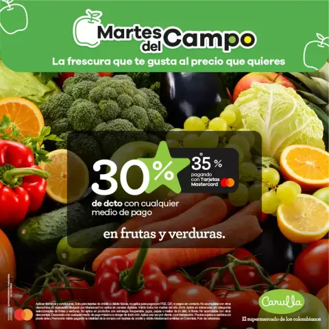 Ofertas de Carulla Colombia de 25 marzo a 29 diciembre 2026 Martes del Campo en frutas y verduras - Página 1