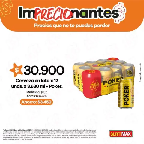 Ofertas de Surtimax Colombia de 3 abril a 31 mayo 2026 ImPRECIOnantes Precios que no te puedes perder - Página 1