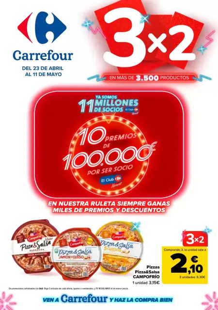 Ofertas de Carrefour España de 23 abril a 11 mayo 2026 3x2 + CHOLLOS - Página 1